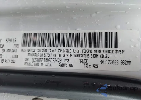 2013 Ram 1500 Express z USA, uszkodzony, nr VIN 1C6RR6FT0DS577470